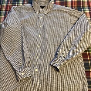 Classic Blue and White Checkered Seersucker Men's Shirt